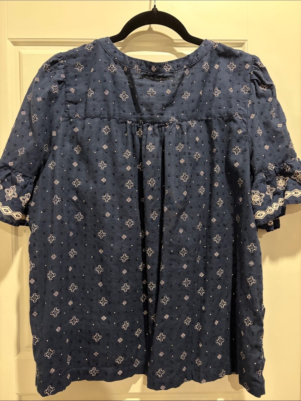 Loft Blue Embroidered Cotton Peasant Top - Picture 4 of 4